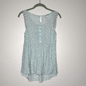 LC Lauren Conrad Blue Spotted Blouse